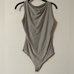 Abercrombie & Fitch Tan Bodysuit With Boatneck Detail